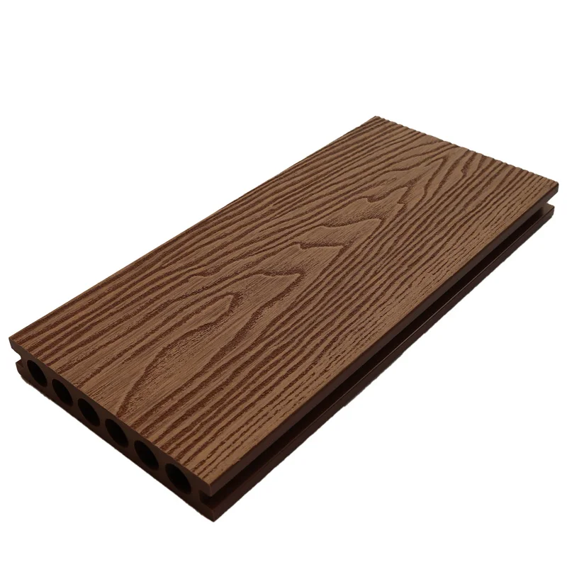 3D Embossed Decking WPC Anti UV Anti Slip Exterior Luxury Deep Wood Grain Decking For Garden And Glass Flooring