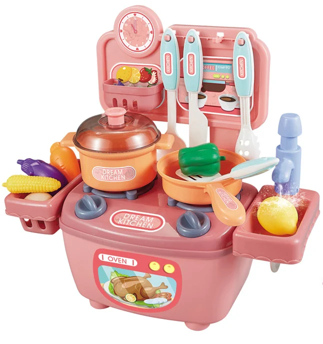 New pretend play girl cooking game kitchen set toys for child DIY toys educational kids plastic kitchen toys wholesale