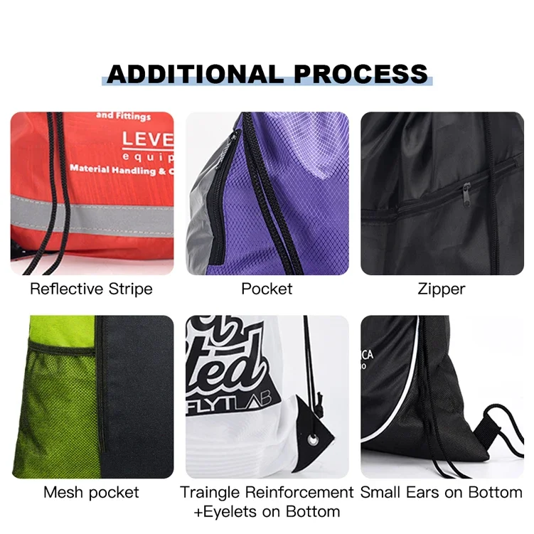 Wholesale Customized Polyester Canvas Drawstring Backpack for Sports Travel Backpack Draw String Bags