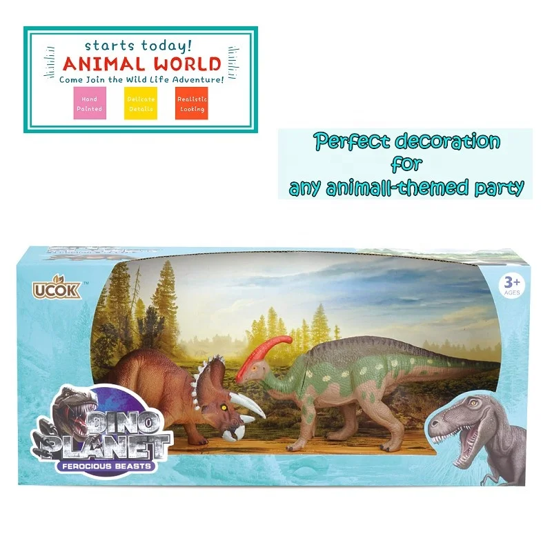 Plastic Toy Dinosaur 2-piece Educational Playset for Kids Ages 3-8, Jurassic World Miniatur