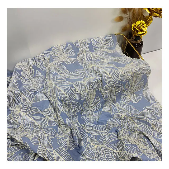 soft light blue denim custom wholesale price embroidery fabric cotton english embroidery cotton fabric