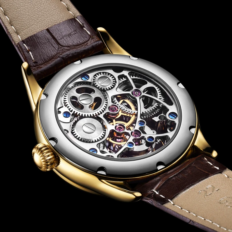 RTS Real Luxury Skeleton Flying Tourbillon Watches with Mechanical movement Wrist Watch Men 3D Dragon Gold Dial Watch