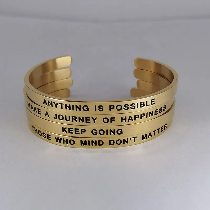 Custom Daily Reminder Personalized Mantra  Engraving Band Bracelet Custom Gift For Friend Family Love Women Graduation Gift