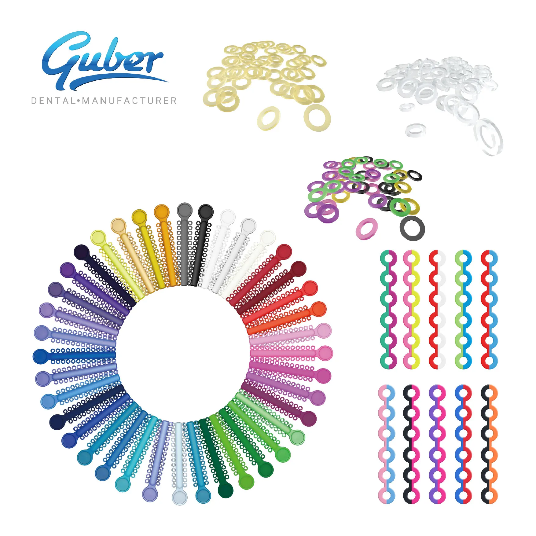 Guber Factory dental braces e chain materiales de ortodoncia ligaties elastic orthodontic ligatate elastomeric teeth braces
