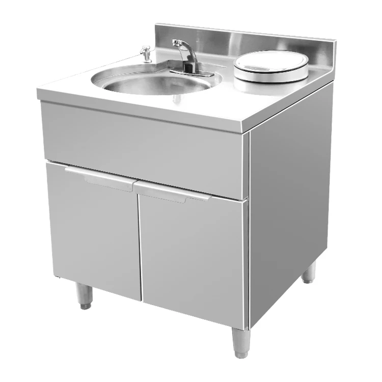Stainless steel kitchen sink with double door cabinetry single bowl wash basin bathroom wash basin