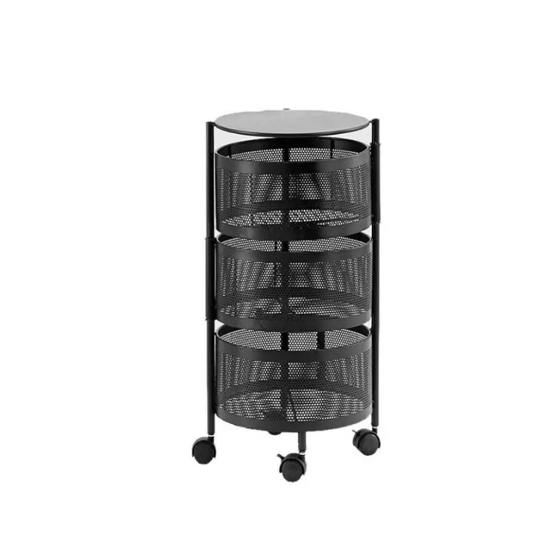 Trending Products Black Roll Food Trolley Cart 3 Tier Rotatable Household Rolling Cart
