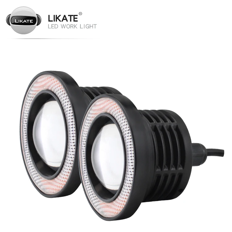 Hot sale-3.5 inch angel eyes fog lights 12v 10w universal 3.5 cob led headlights white blue pink Atmosphere purple 64/76/89mm
