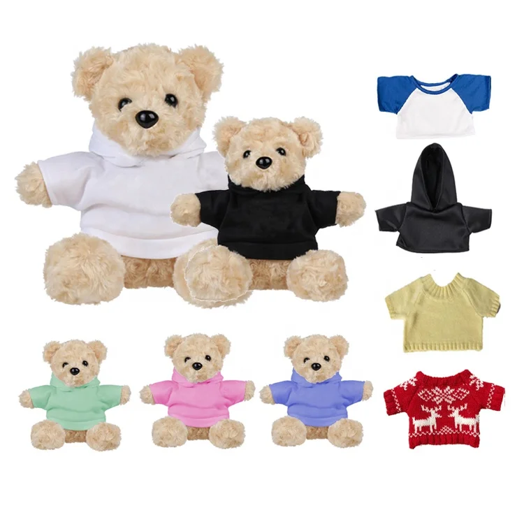 wholesale sublimation plush teddy bear t shirt Brand your LOGO custom cute stuffed soft teddy bear plush toys
