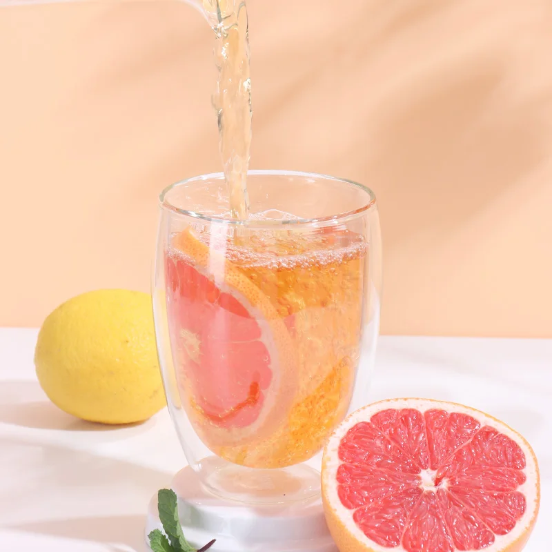 High quality high borosilicate cute  double wall tea glass cup drink cup