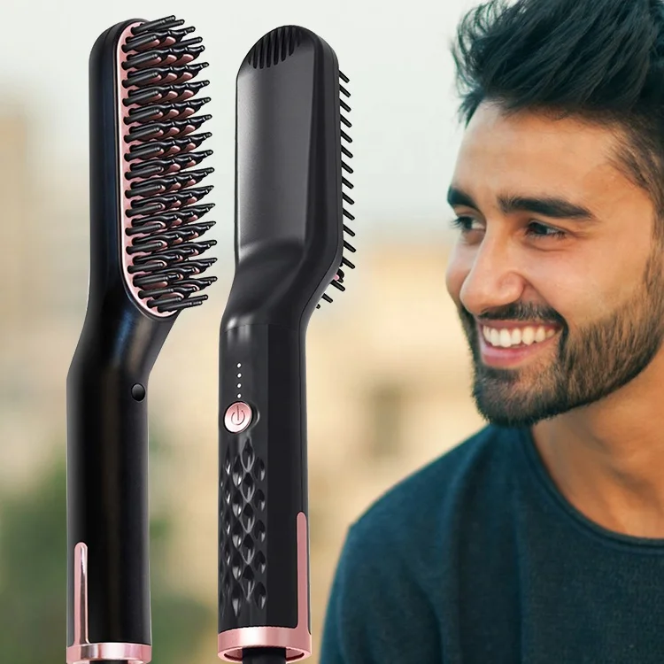 Ready to Ship Electric Ceramic Beard Straightening Brush Comb Iron Hair Straightener for Men