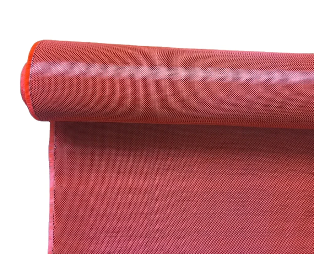 Red colorful carbon aramid fiber fabric