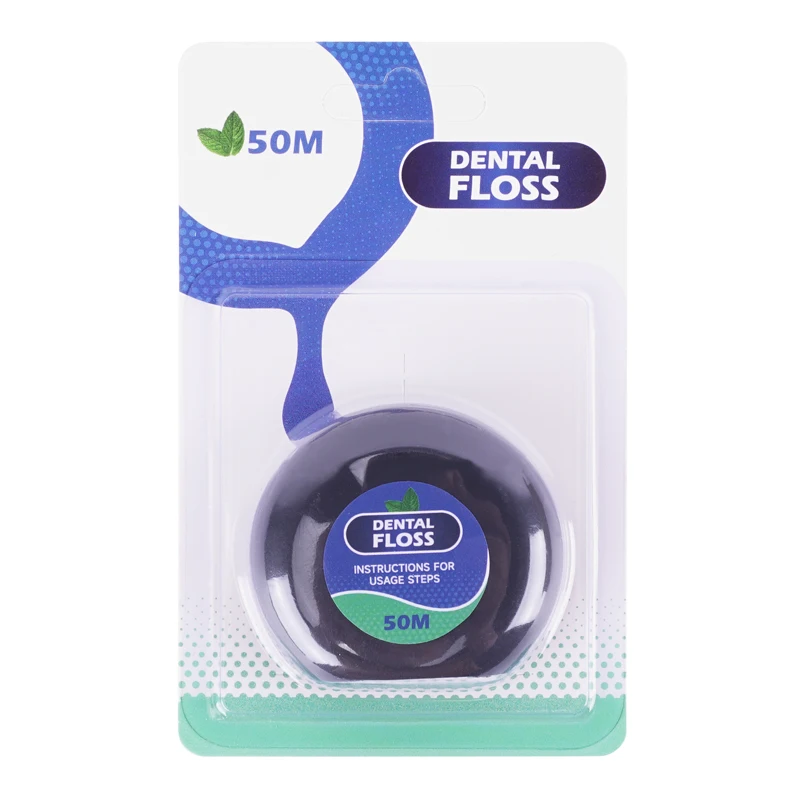 Multicolour Dental Floss 50m Mint Waxed Nylon Oral Care Dental Floss with Window for Teeth Cleaning Portable Dental Floss