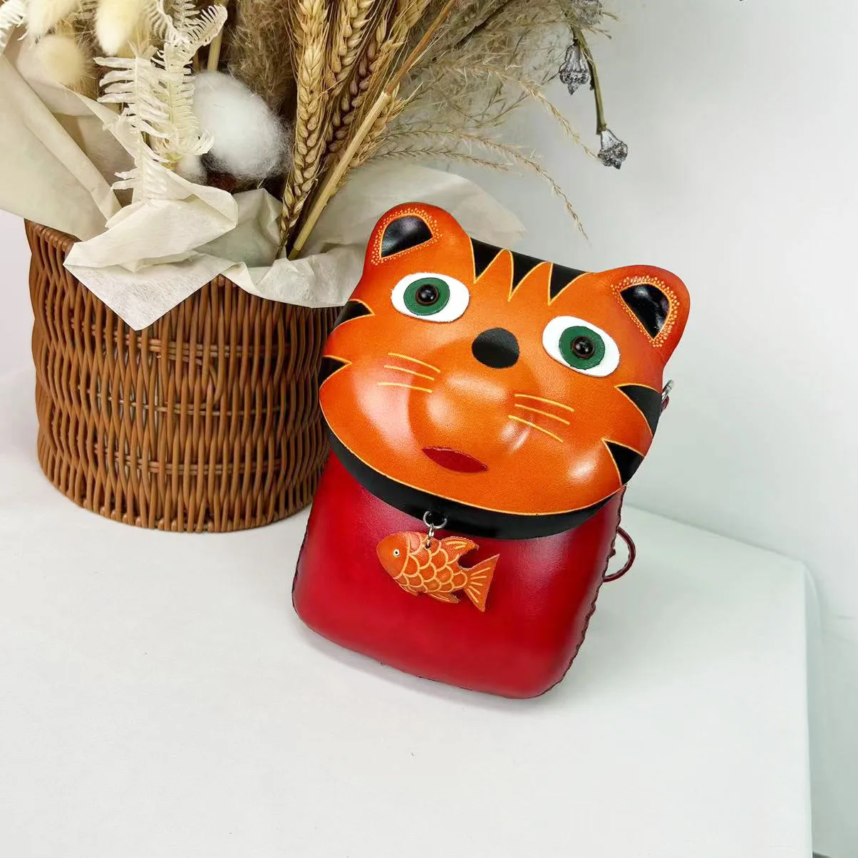 MB-022 Genuine leather  cat animal shape  cute mini ladies handmade gift children girls kids shoulder crossbody bags