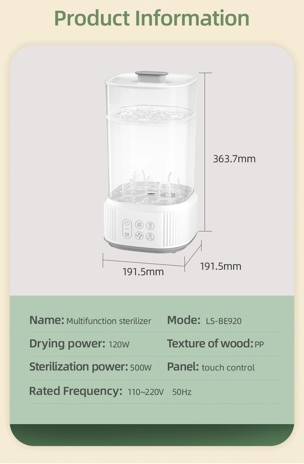 Wholesale 6 in 1 baby toys sterilization portable electric bottle steam sterilizers for baby