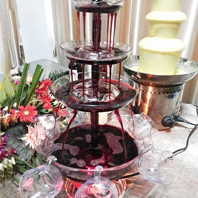 Wedding Party-use Wine Juice Fondue Fountain 3-tier Plastic Wine Fountain