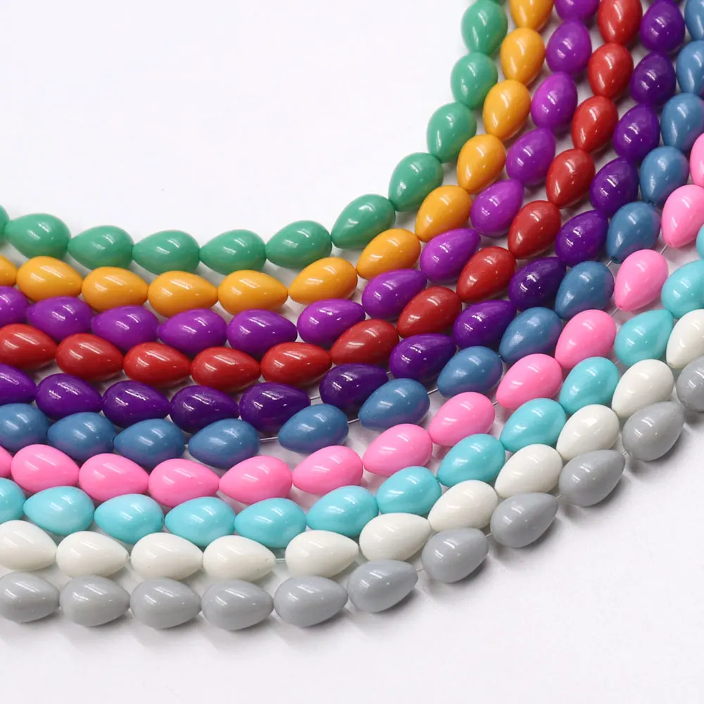 Manufacture 9x13mm Blue White Pink Tear Drop Glass Beads for Jewelry Pattern Glass Beads White Blue Accessories