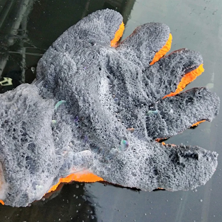 Double Side Coral fleece 5 fingers Car Wash & Clean Glove Mitt