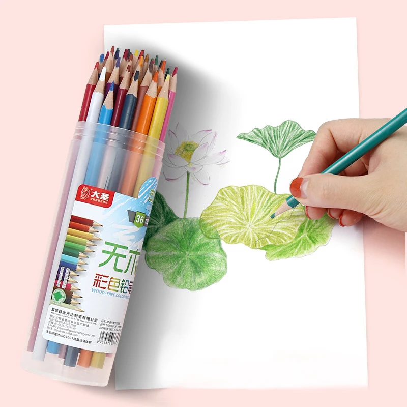 DASHENG Hot Sale 12 18 24  36 Colors Wood Free Colored Pencils in Plastic Tube for School Student Kids Girls and Boys