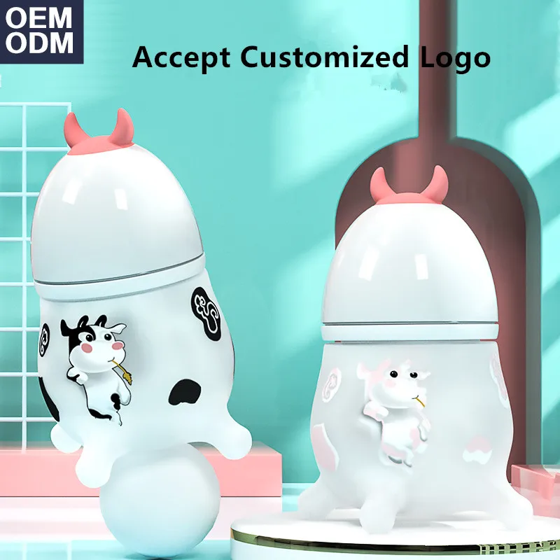 180ml Cute Cow Silicone Imitating Breast Milk Anti-choking Baby Feeding Supplies Anti-colic Gift New Baby Feeding Bottle
