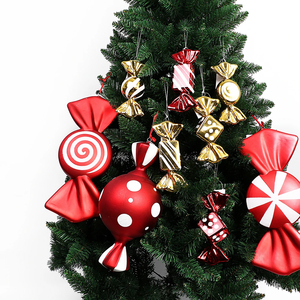 Artificial Christmas Tree Xmas Plastic Ball Big Candy Sticks 19cm Children Gift