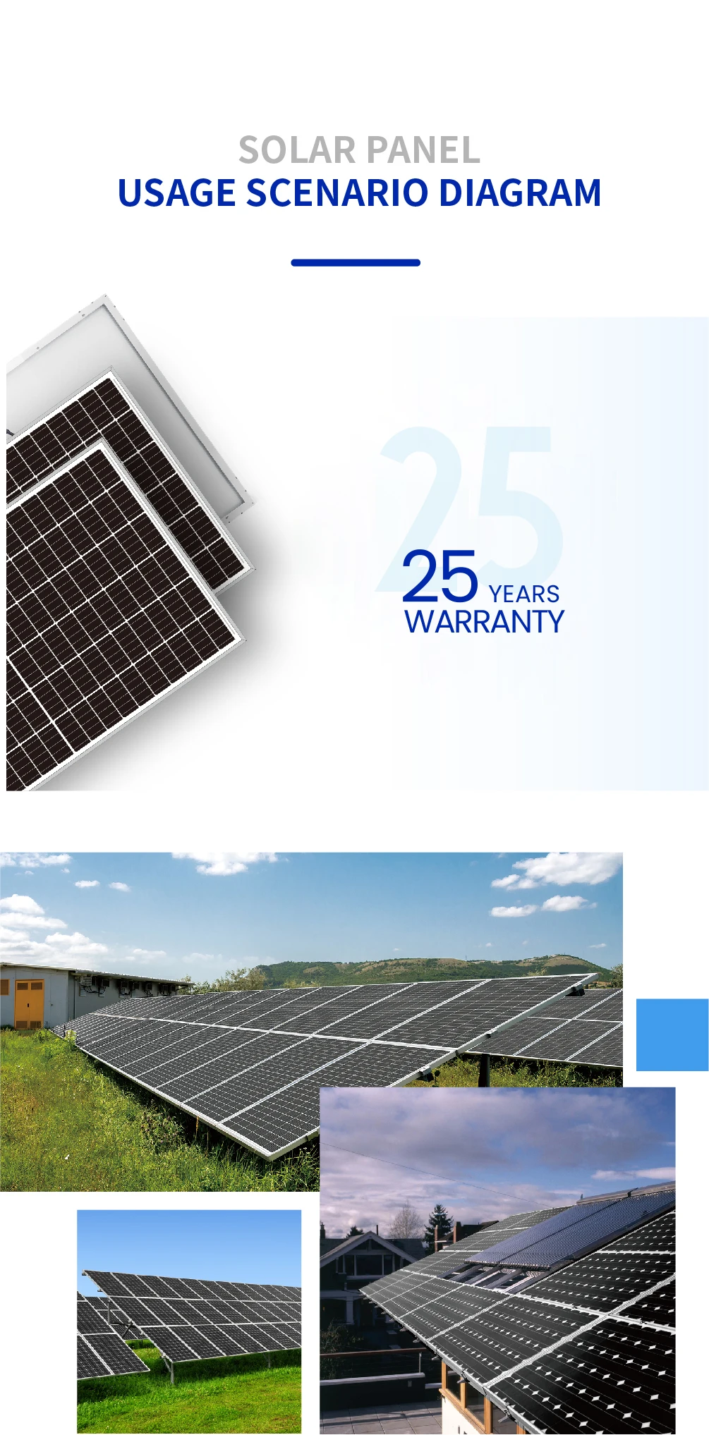 Blue Carbon High Quality 9bb Solar Panels 450w Half-Cell Panels Solar 550w 120 Cells Mono Solar Panels