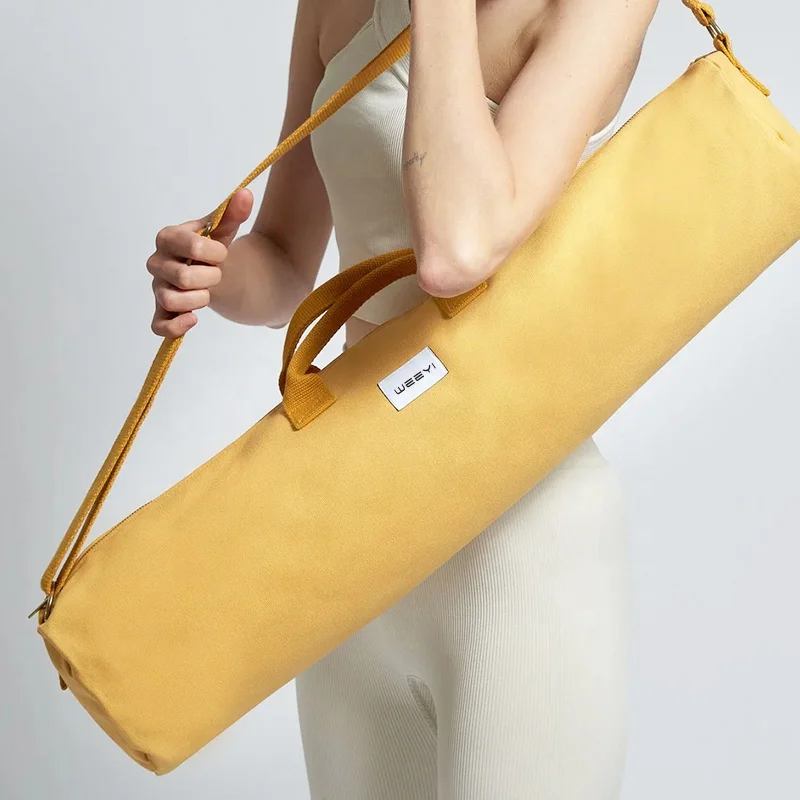 CHANGRONG Custom Adjustable cotton canvas yoga mat carry gym bag