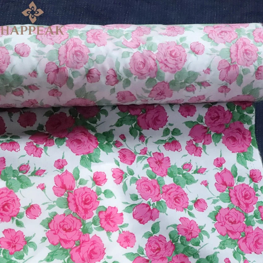 HAPPEAK Best Selling 100% Cotton Floral Fabric Red Roses Print Tana Lawn Liberty London Fabric for Dress