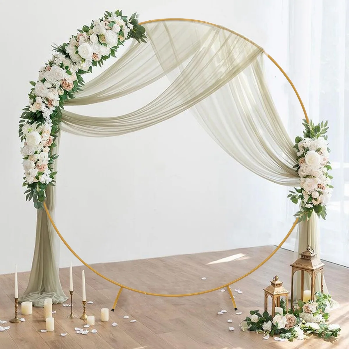 Wedding Birthday Party Supplies Decoration 6.6FT Round Backdrop Stand Wedding Metal Circle Balloon Arch Frame Flower Ring Stand