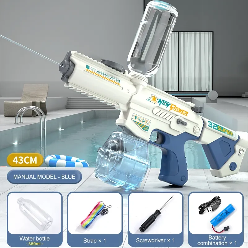 High Capacity Battery Powered Electric Water Gun Toy Automatic Electronic Powerful Water Gun For Adults Kids Summer Outdo