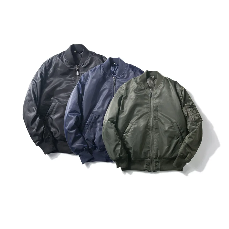 high quality 100% Polyester Fiber MA1 Aviator Cotton bomber jackets men black custom