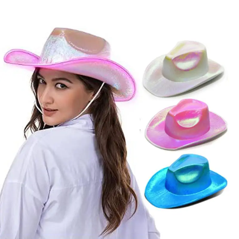 Cheap Colorful LED Light Up Hat Adult Cowboy Cowgirl Hat for Halloween Christmas Party EDC Cosplay costume Kids Hats