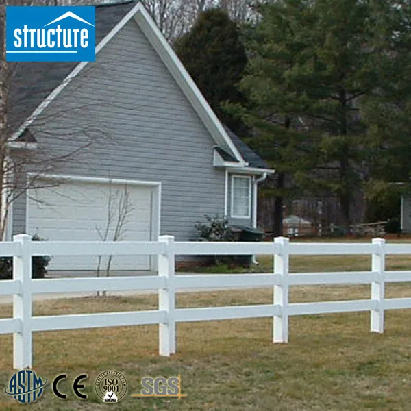 PVC Vinyl Plastic Rail Used Horse Paddock Fence Panels For Farm
