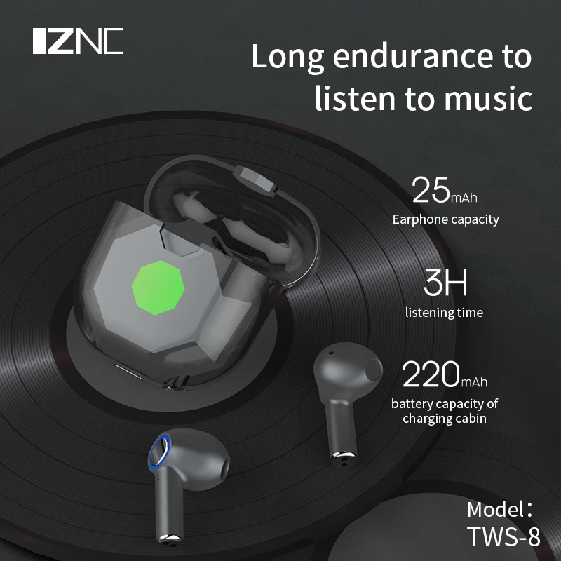 Best Mini sport tws gaming earphones wireless transparent headphones wireless with led display