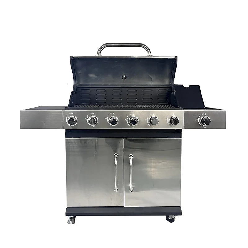 CE Large Professional Stainless Steel Grilling Machine Outdoor Kitchen Oven Natural Gas Grill Cast Iron Cooking Grids