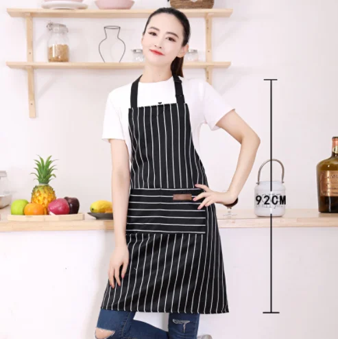 wholesale Custom logo apron Stripe Bib cotton linen Apron cafe Restaurant Bar cooking clothes Chef kitchen aprons for cleaning