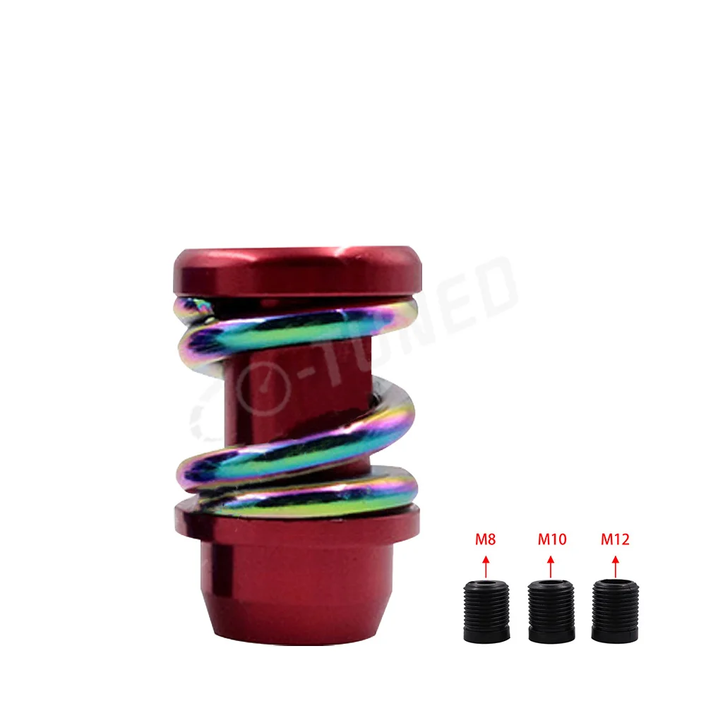 JDM Neo Chrome Spring Shift Knob With MOM* Logo Gear Knob Metal Shifter Lever Head Universal For Honda Toyota Subaru Mitsubishi