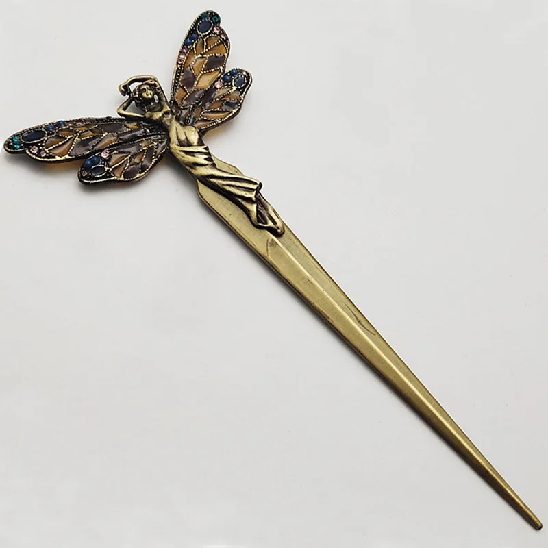 
Novelty metal gunmetal decorative angel with wings letter opener 