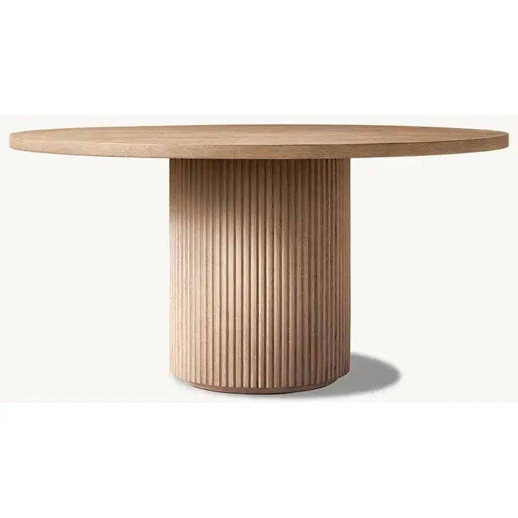 Hot Sale Factory High Quality Round Dining Table Simple Solid White Oak Veneers Round Dinner Table