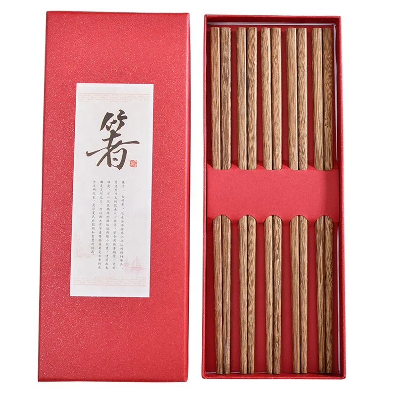 High-grade Chopsticks Japanese Korean Chinese Style Sushi 5 Pairs Gift Set Bamboo Reusable Chopsticks with Case