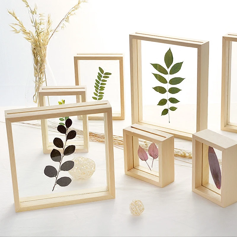 Promotional A4 Wood Double Sided Glass DIY Frames Simple Plant Specimens Frame Home Decor Photo Frames Ornaments Decoration Craf