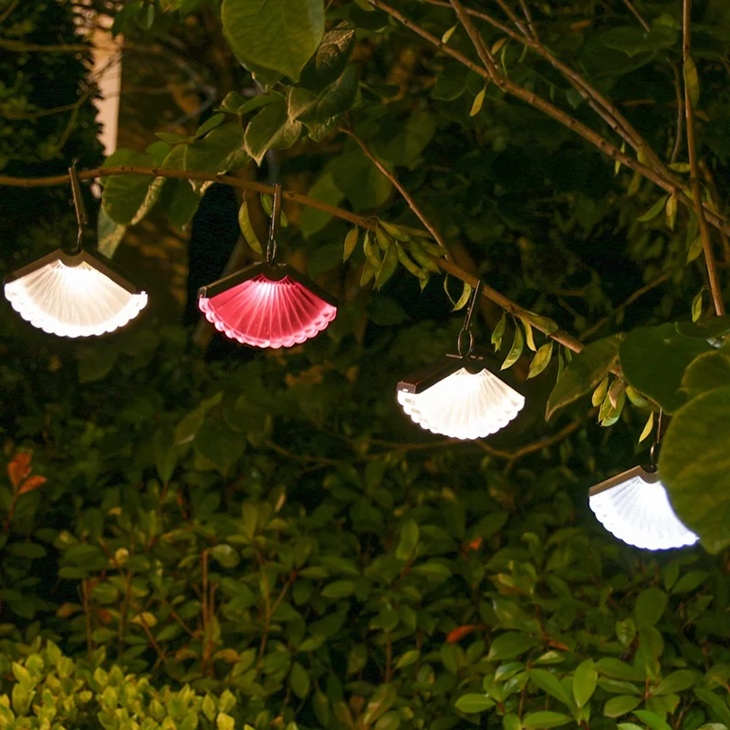 Solar garden ambiance hanging lights IP65 Outdoor waterproof balcony courtyard Villa decorative fan-shaped hanging lights