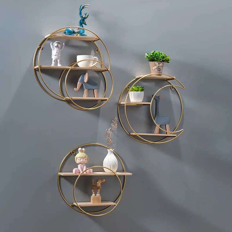 Nordic Creative Restaurant Wall Decoration Rack Wall Storage Rack Cold Drink Shop Wall Rack Without Punching