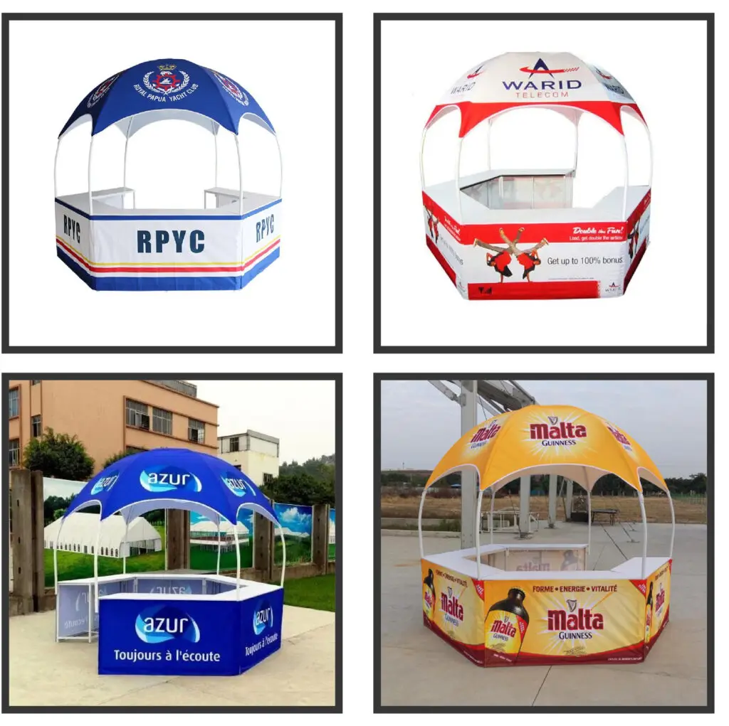 Hexagon Advertising Kiosk Canopy Pop Up Dome Tent With Custom Printing