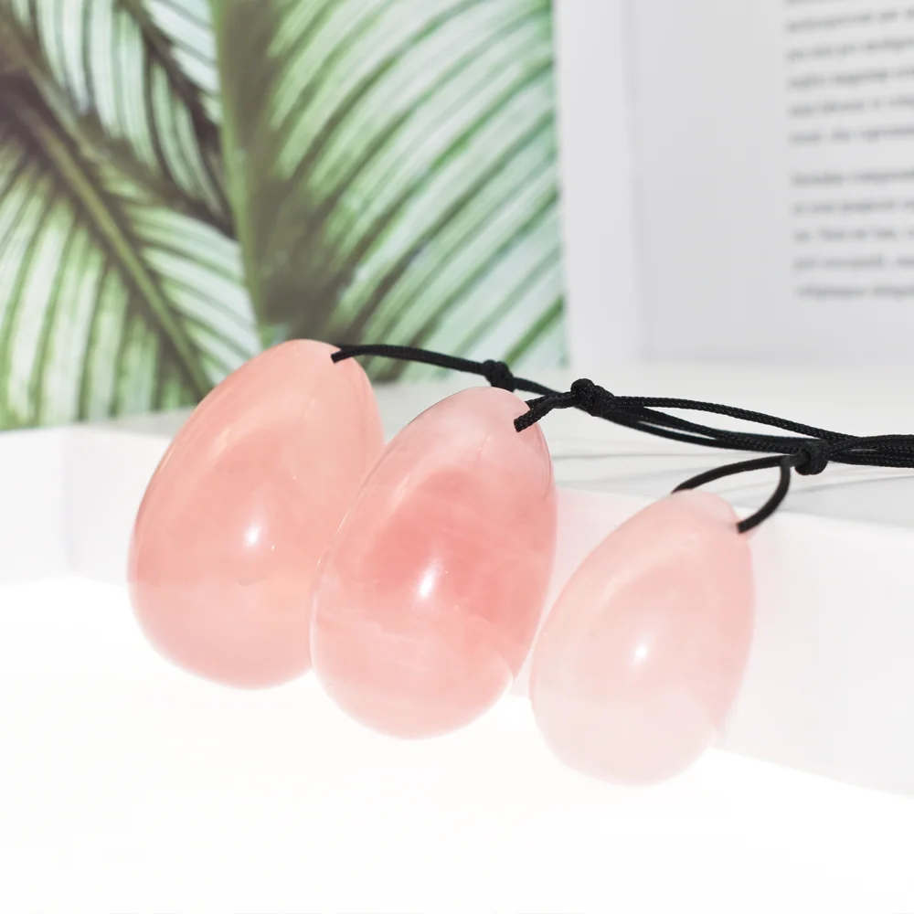 Wholesale Vaginal Jade Yoni Eggs Natural Rose Quartz Kegel Massage Cyrstal Pink Egg For