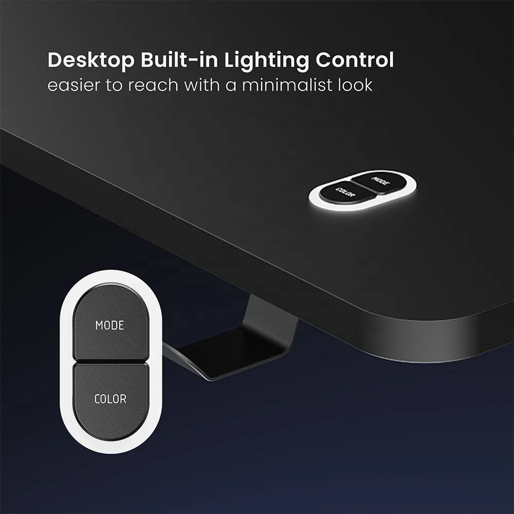GMD12E-1D LED Infinity Light Gaming Desk for Computer PC Pro Best Gaming Table