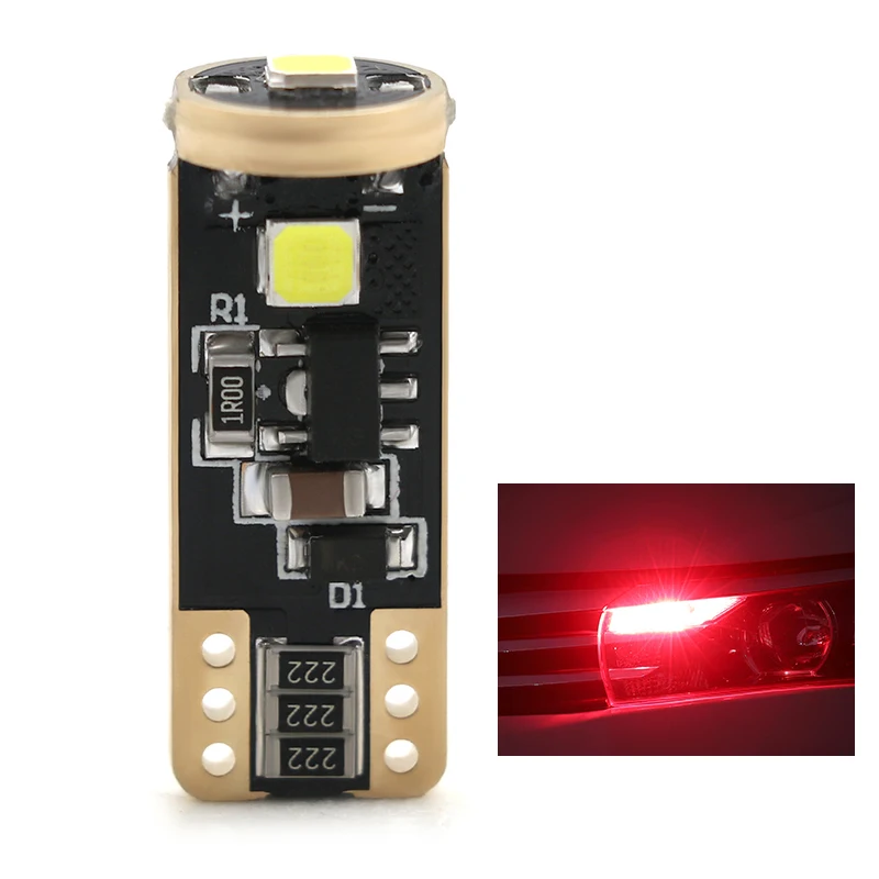 194 168 T10 W5W LED Bulb Canbus Error Free Non-Polarity Extremely Bright for Tail Center High Mount Stop Lights, Brilliant Red