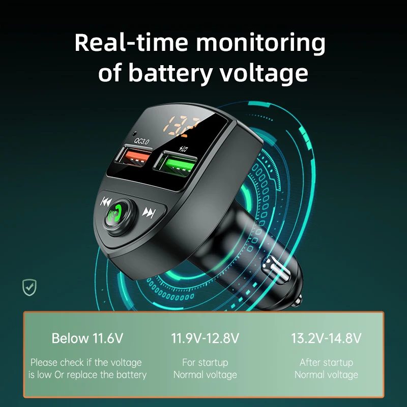 Amazon Top Seller 1 Sample Ok Dual Usb Port Car Charger C8 Digital Display Car Charger Tf Card Car Charger For Mobile