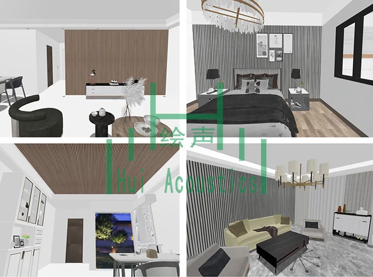 Acoustic Slat Wood Wall Panels Polyester Sound-Absorbing Decorative Wood Slats