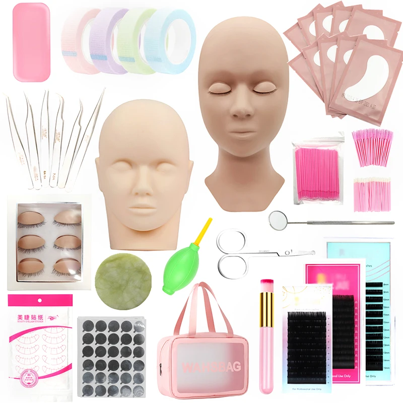 Beiqili Beginners Professional Lash Eyelash Extension Kit Mannequin Head Training For Cosmetology Esthetician Practice Tools