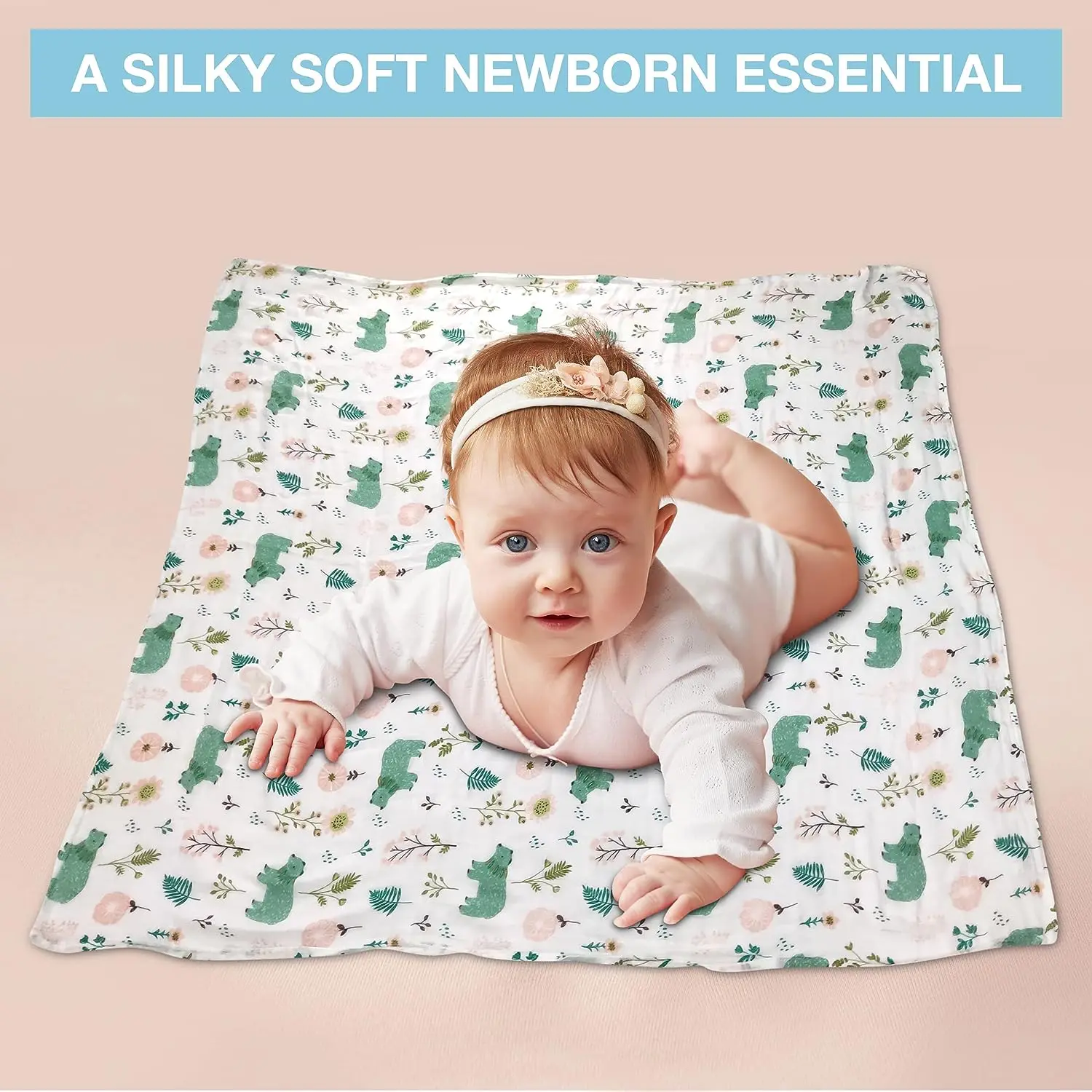 New Fashion Customizable Cute Printed 4 Layer Soft 70% Bamboo 30% Organic Cotton Fabric Muslin Infant Baby Swaddle Wrap Blanket